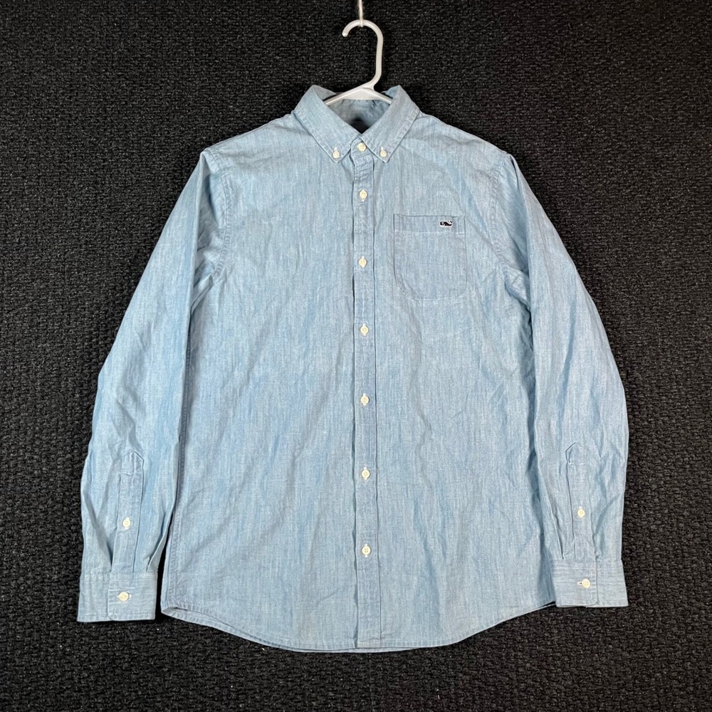 Vineyard Vines Child Large Button Down Shirt Light Blue Chambray Long Sleeve